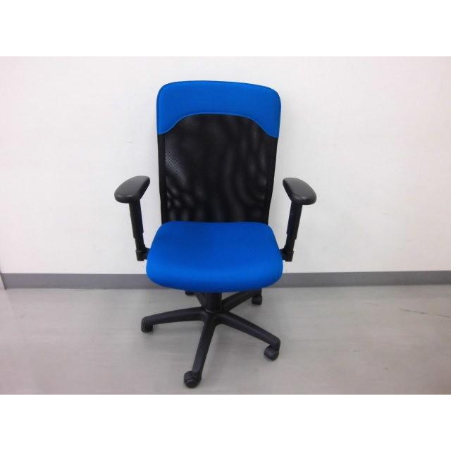 ◆【販売終了】肘付きワークチェア ブルー　背ロング  送料無料 （沖縄・離島不可）　ＯＡチェア　オフィスチェア　学習椅子　書斎椅子 |  | 04