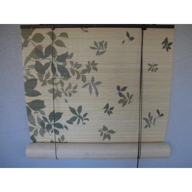【販売終了】竹ロールスクリーン  葉柄 約 88ｃｍ×180ｃｍ  室内用　アウトレット品 （沖縄・離島不可）ロールアップ　 間仕切り 目隠し すだれ 日除け　 |  | 02