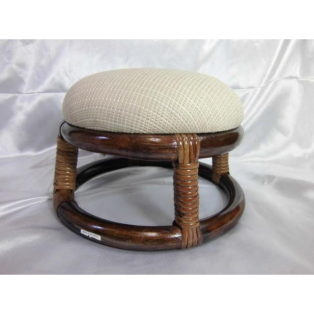 ◆【販売終了】丸ミニスツール　籐家具　（座面クッション）　正座椅子　ラタン家具 | 