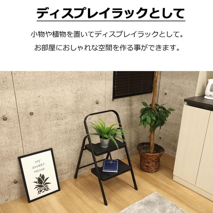 踏み台 se-4177 脚立 ２段 完成品 代引き不可 折りたたみ  踏台 ステップ台 ステップ はしご 飾り台 掃除 洗車台 耐荷重80kg 手すり付き 沖縄不可 エイアイエス |  | 07