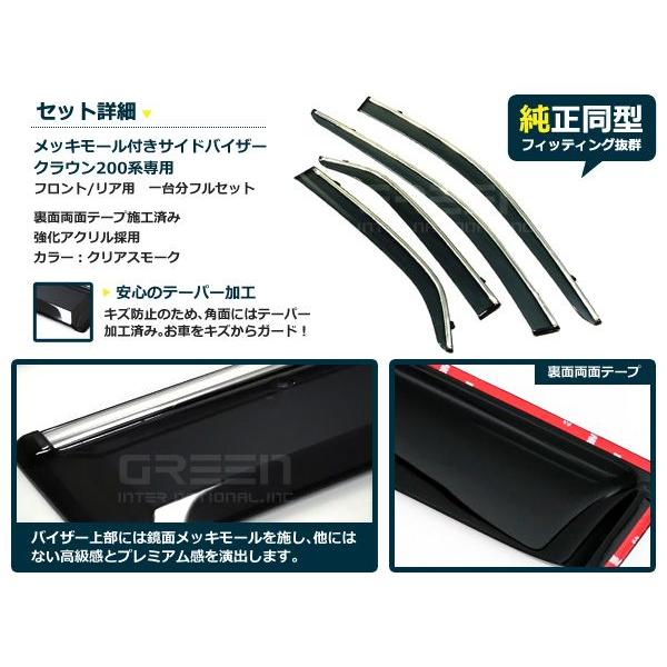 送料無料 サイドバイザー ドアバイザー クラウン 200系 H20.2〜 トヨタ スモーク |  | 01