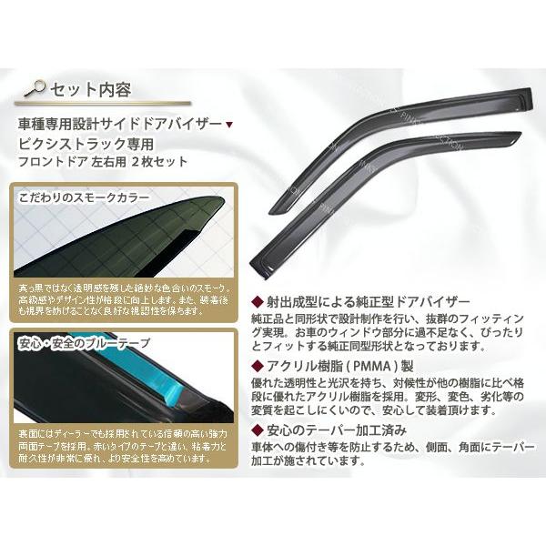 送料無料 サイドバイザー ドアバイザー ピクシストラック  H24.1〜 トヨタ スモーク |  | 01