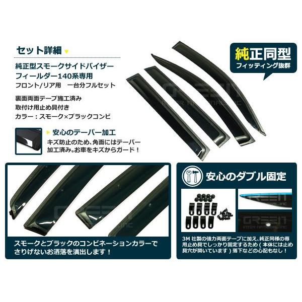 送料無料 サイドバイザー ドアバイザー フィールダー 140系 H18.10〜H24.5 トヨタ スモーク |  | 01