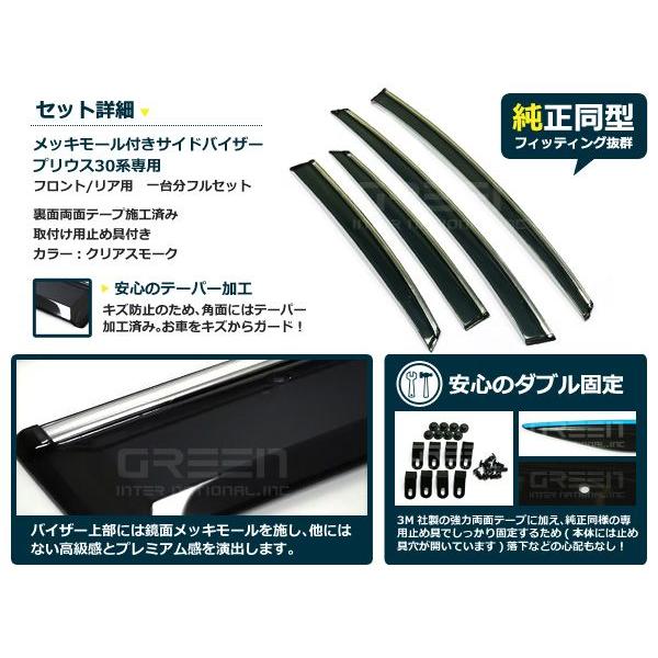 送料無料 サイドバイザー ドアバイザー プリウス 30系 H21.5