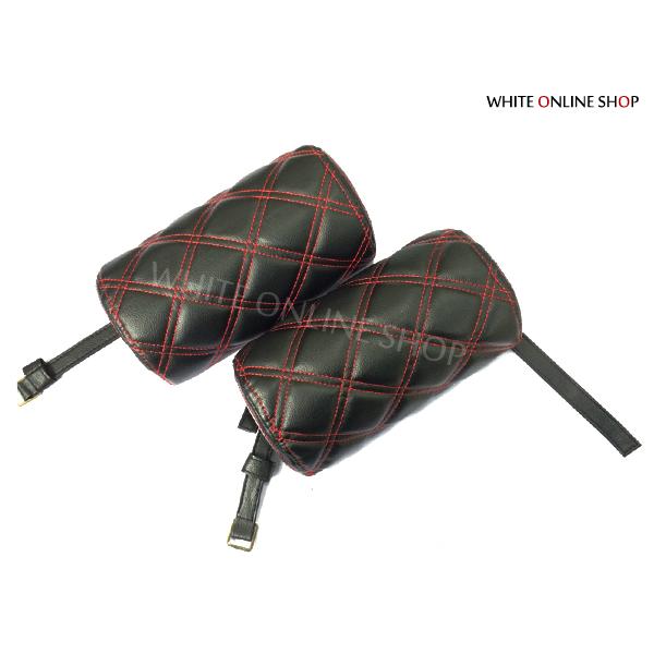 【送料無料】ネックパッド スペーシアカスタム  レッドステッチ/赤糸 ダイヤキルト スズキ 2個 1セット【低反発 パット 車 キルティング | 