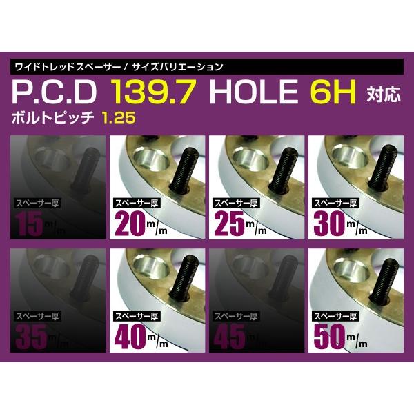 送料無料 ワイドトレッドスペーサー 6H 6穴 PCD139.7 50mm M12-P1.25 2枚 スペーサー ツライチに ワイトレ ナット |  | 03