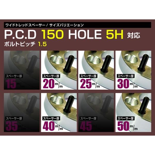 送料無料 ワイドトレッドスペーサー 5H 5穴 PCD150 20mm M14-P1.5 2枚 スペーサー ツライチに ワイトレ ナット |  | 03