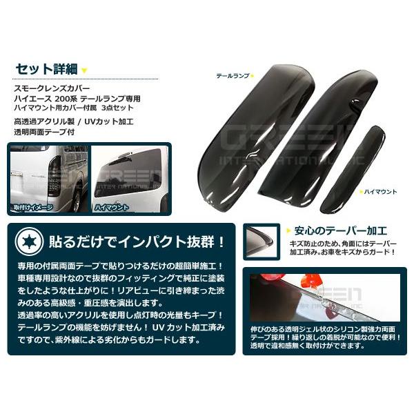 スモークレンズカバー テールランプ ハイエース 200系 1型 2型 3型