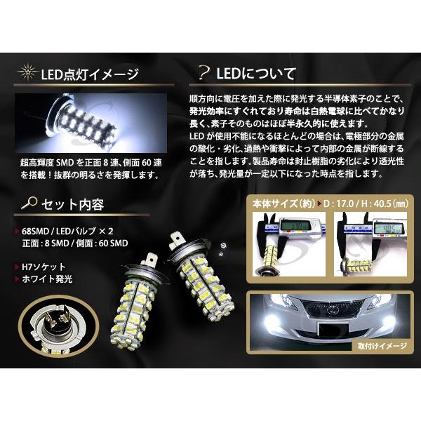 H7 68連 SMD ホワイトLEDフォグランプ フォグランプLED フォグライト 【LEDバルブ 電球 ライト ドレスアップ |  | 01
