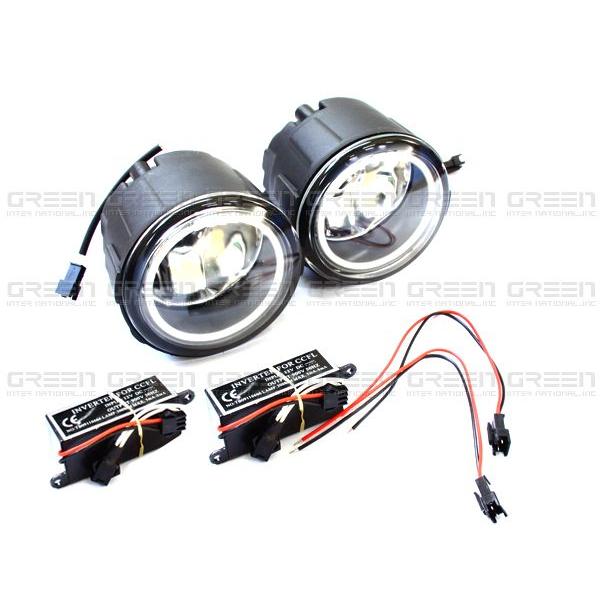 送料無料 CCFLイカリング内蔵 クリスタルガラス フォグランプ キューブ