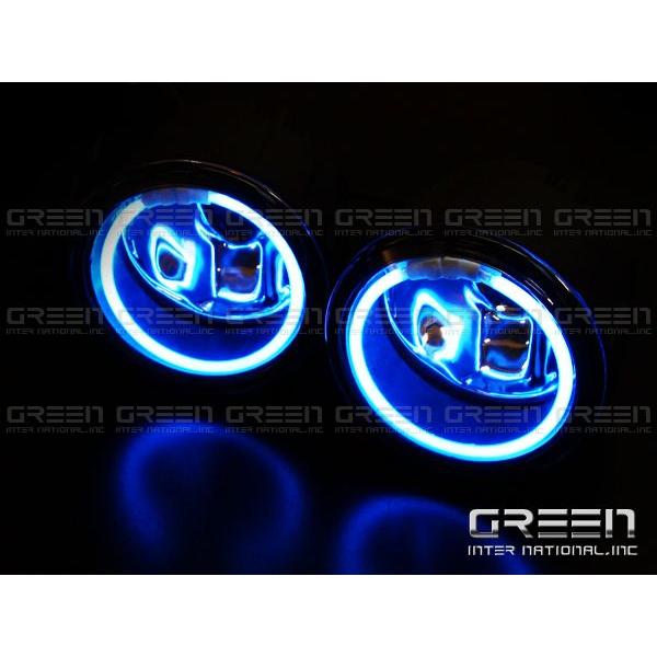 送料無料 CCFLイカリング内蔵 クリスタルガラス フォグランプ フィット3 FIT3 GK3/GK4/GK5/GK6 ホンダ純正タイプ ブルーリング 青 | 