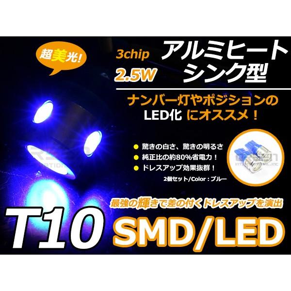 【メール便送料無料】 LEDバルブ T10 5連 SMD ブルー LED球 LEDライト LED球 ウェッジ球 電球 ライト ポジション球 ウインカー ウィンカー｜fourms