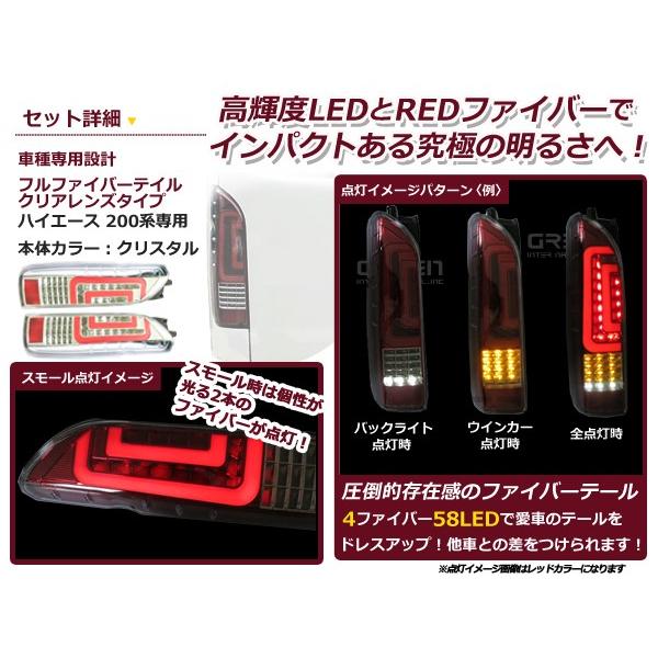 フルLED フルファイバー テールランプ トヨタ ハイエース 200系 1型 2型 3型 4型  LEDテールランプ ファイバー クリスタルの画像