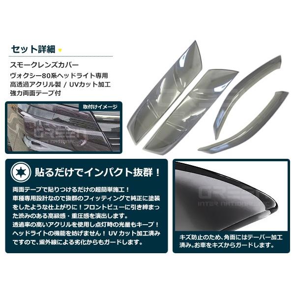 レンズカバー ヘッドライト ヴォクシー 80系 ブラックアウト化 UV