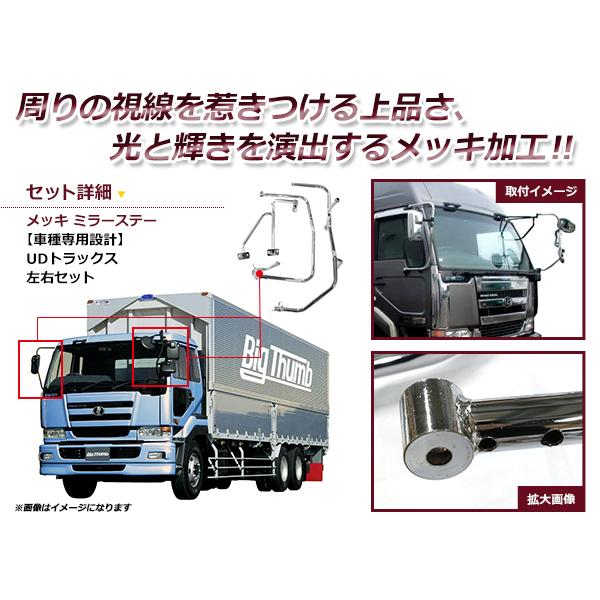 Ｒさん専用 デコトラ ミラーステー 左右セット UDトラックス Uトラ ビックサム 平成2年1月〜平成17年3月 メッキ
