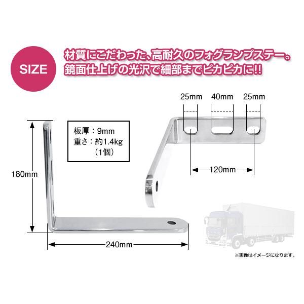 フォグランプステー 三菱ふそうスーパーグレート ステンレス 2点セット
