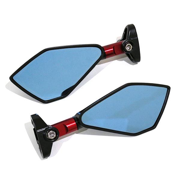 CNC カウルミラー バックミラー レッド スクエア 左右 バイク ショート