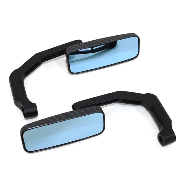ブルーミラー バックミラー カーボン調 スクエア 左右 バイク 角度調整