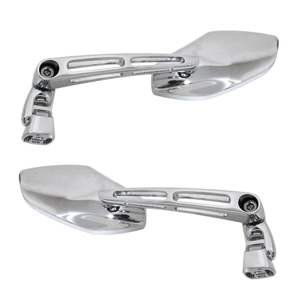 レーシング バックミラー メッキ スクエア 左右 バイク GSX-R1000 ニンジャ250R＄ 鏡 後付け 純正 交換 新品 | 