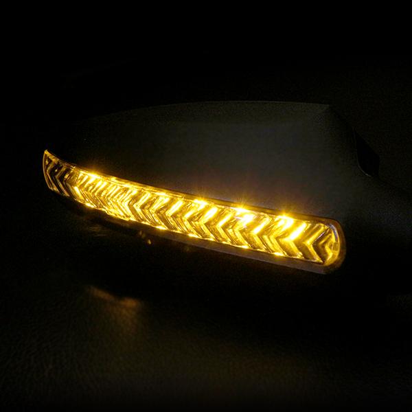 LED ウインカー付き バックミラー ブラック スクエア 左右 バイク