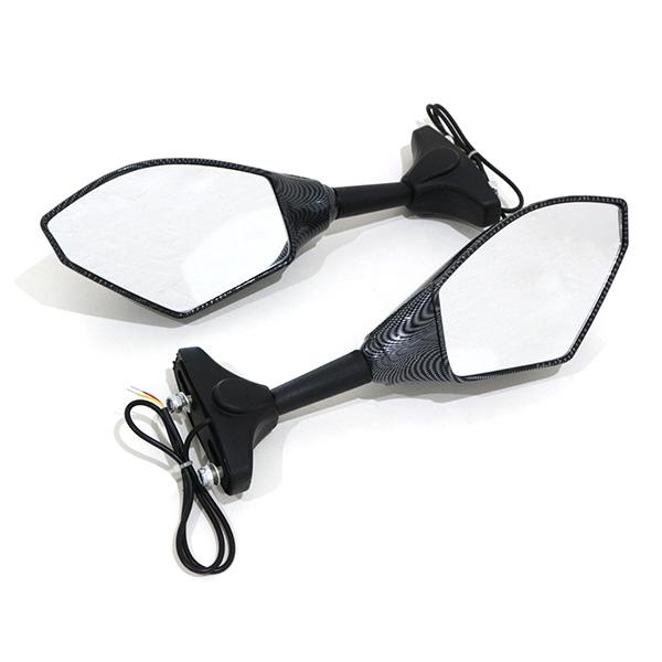 LED ウインカー付き バックミラー カーボン調 スクエア 左右 バイク LED内蔵 ハヤブサ バンディット1250 GSX-R1000 鏡 後付け 純正 交換 |  | 02