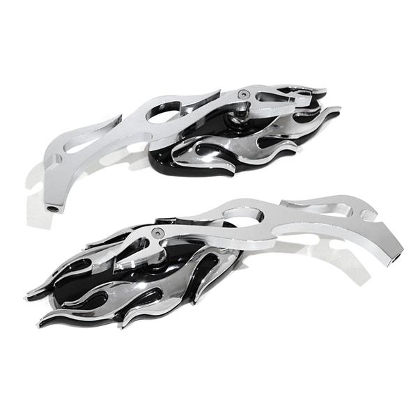 ファイヤー バックミラー 炎型 装飾タイプ オーバル 左右 バイク