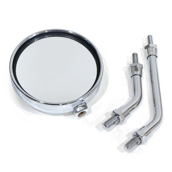 ショートミラー バックミラー 正ネジ M10 メッキ ラウンド 左右 バイク