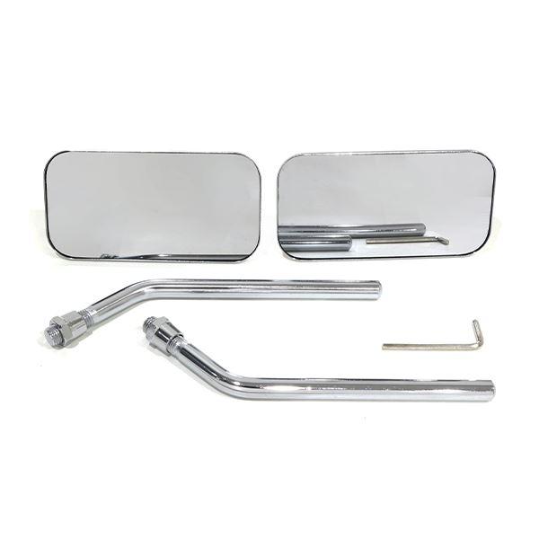 2点セットCB750K0〜K6 バックミラー左右 (ロックナット付属)◆純正復刻 バックミラー 10mm 逆ネジ メッキ スクエア 左右 バイク サイド