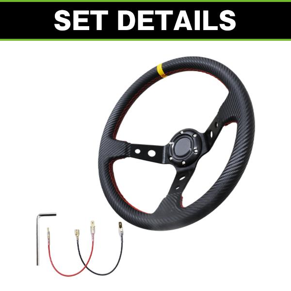 MOMO形状対応 ステアリング カーボン×赤 35Φ 350mm ハンドル カラー