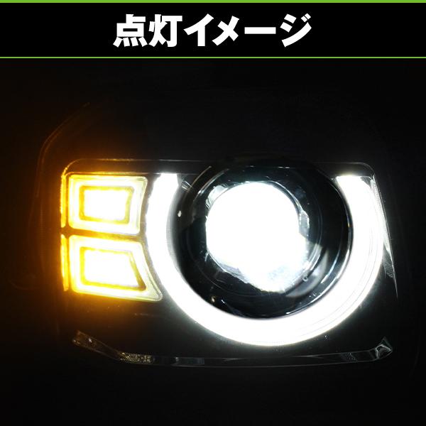 ディフェンダー風 LED イカリング ヘッドライト 左右セット クリア