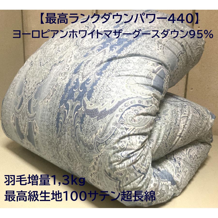 最高級生地100単超長綿】羽毛増量1,3kg (DP440) ヨーロピアンホワイト