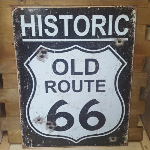 ルート66 弾痕 バレット ROUTE 66ブリキ看板 サインボード tin plate 