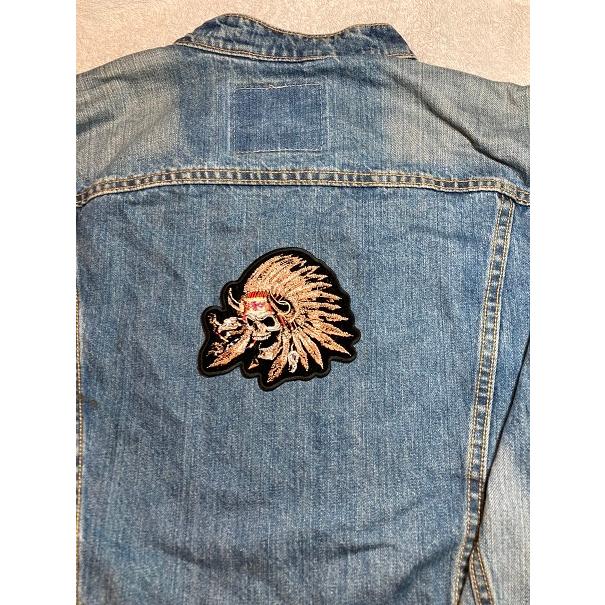 パッチ ワッペン スカル インディアン ラージパッチ 珍しいデザインの  