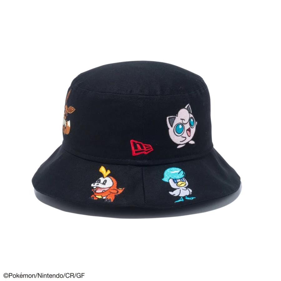 【新品】ニューエラ ポケモンコラボ  Kid's バケット01 ピカチュウ イーブイ オールオーバー ブラック 帽子 キッズ バケットハット バケハ Pokemon New era hat｜fox4store｜02