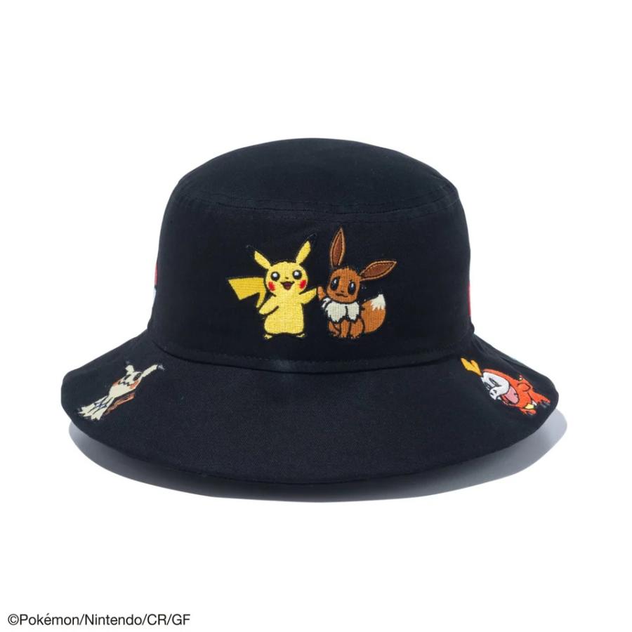 【新品】ニューエラ ポケモンコラボ  Kid's バケット01 ピカチュウ イーブイ オールオーバー ブラック 帽子 キッズ バケットハット バケハ Pokemon New era hat｜fox4store｜03