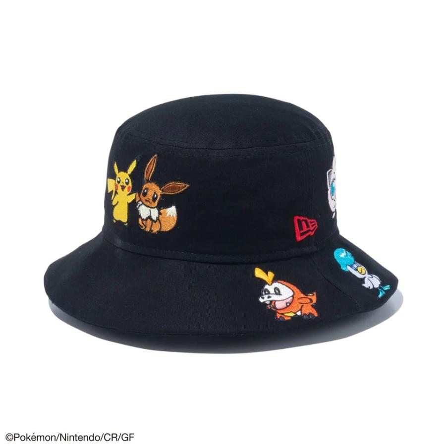【新品】ニューエラ ポケモンコラボ  Kid's バケット01 ピカチュウ イーブイ オールオーバー ブラック 帽子 キッズ バケットハット バケハ Pokemon New era hat｜fox4store｜04