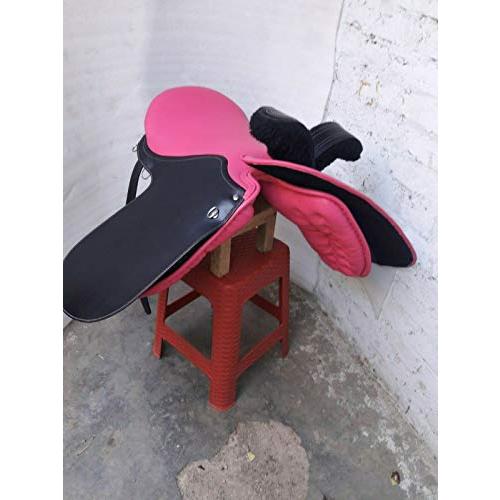 レザーライド革イングリッシュサイドサドル (ピンク/ブラック) スポーツ コンプレッションウエア トップス