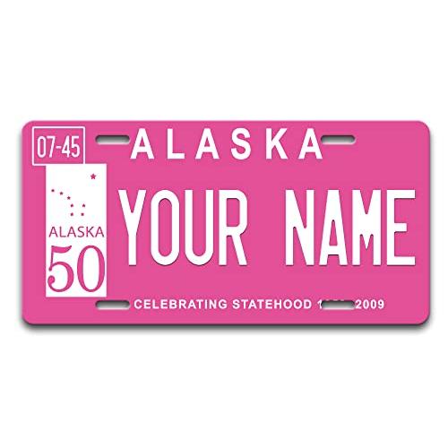Personalized Licence Plate Alaska Pink Holiday 2021 State