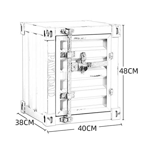 JHSLXDベッドサイドテーブルクリエイティブ収納チェストレトロ産業風装飾キャビネット手動溶接鉄収納ボックスロック式キャビネットピンク