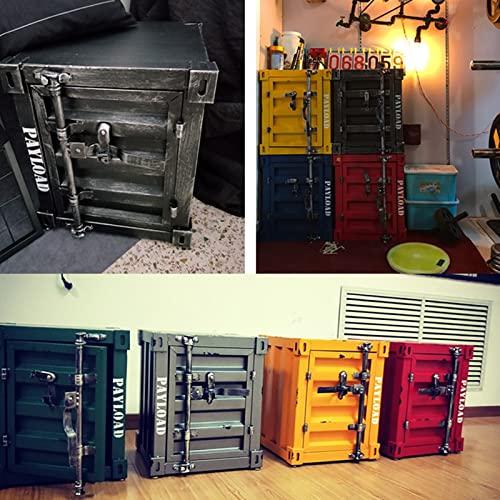 JHSLXDベッドサイドテーブルクリエイティブ収納チェストレトロ産業風装飾キャビネット手動溶接鉄収納ボックスロック式キャビネットピンク