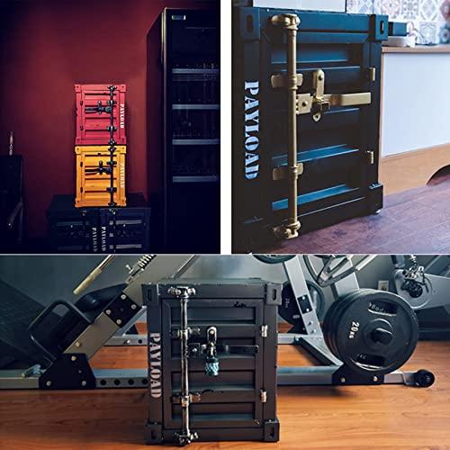 JHSLXDベッドサイドテーブルクリエイティブ収納チェストレトロ産業風装飾キャビネット手動溶接鉄収納ボックスロック式キャビネットピンク