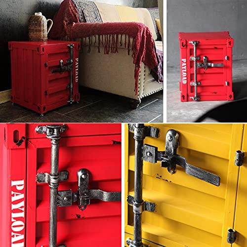 JHSLXDベッドサイドテーブルクリエイティブ収納チェストレトロ産業風装飾キャビネット手動溶接鉄収納ボックスロック式キャビネットピンク