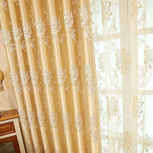 Villa Gold Yellowヨーロピアンスタイルジャカードカーテン