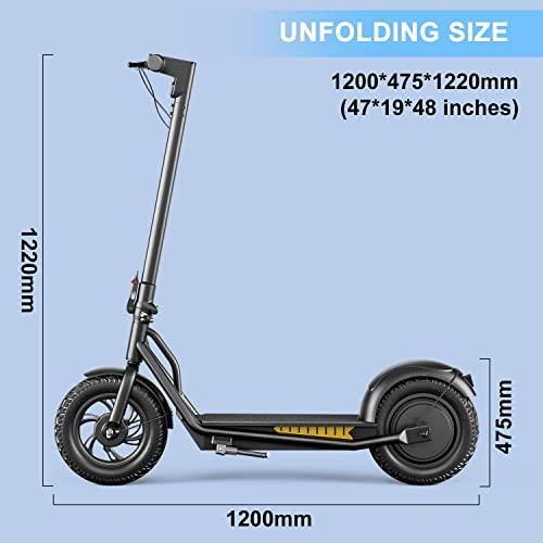 電動スクーター大人用、500 Wモーター31マイル航続距離21 mph、12インチ空気タイヤ、衝撃吸収、ダブルブレーキ、アプリ制御折りたたみ式通勤型電動スクータ トップス