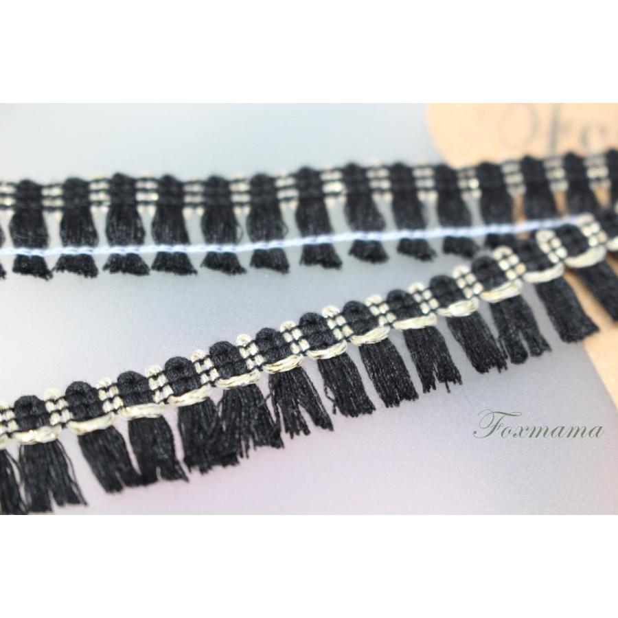 フリンジリボン・ブレード 1m 金ラメ ブラック 黒 (KFR15LBKJH00