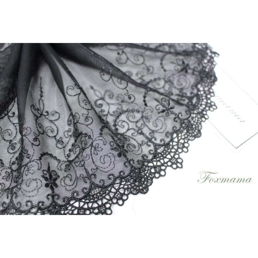 片山チュール刺繍レース 0.5m ケミカル装飾 宮廷風 黒 (LCUA42BKHYKY