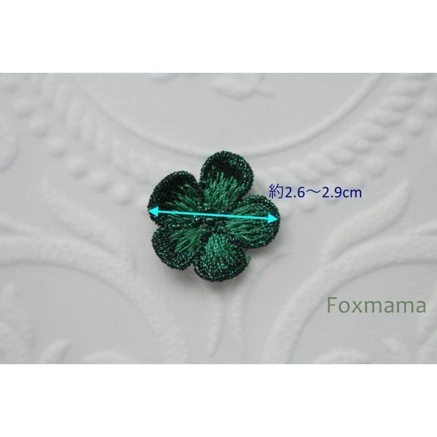 ケミカルレースモチーフ 5枚セット 花 緑色×緑ラメ糸 (MFL291GREJLM)｜foxmama｜02
