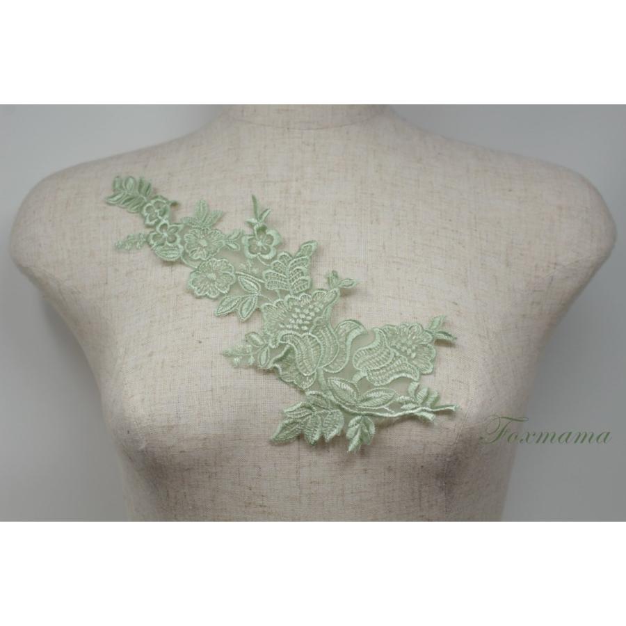 オーガンジー刺繍モチーフ 1枚 花 薄緑 (MFLB63FNJB00) : Foxmama