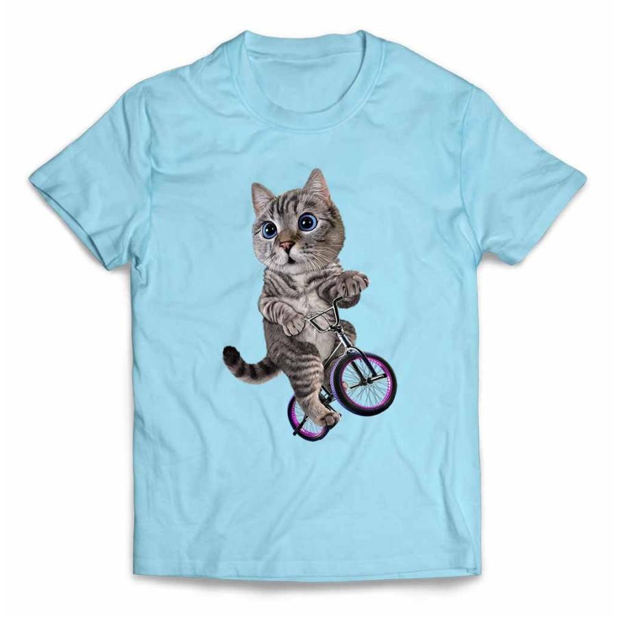 【猫 ねこ 自転車】キッズ 半袖 Tシャツ by Fox Republic｜foxrepublic