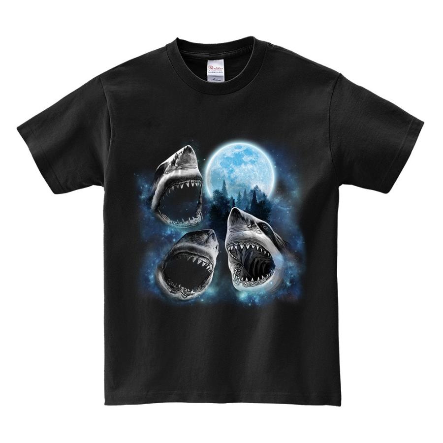 3匹のサメと月】キッズ 半袖 Tシャツ ブラック : FOX REPUBLIC - 通販  